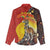 Australia and Papua New Guinea Together Women Casual Shirt Bird-of-paradise and Kangaroo with Oro Tapa and Aboriginal Art Motifs - Polynesian Pride