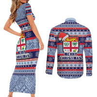 fiji-christmas-couples-matching-short-sleeve-bodycon-dress-and-long-sleeve-button-shirts-fijian-santa-and-coat-of-arms-mix-tapa-pattern-striped-style