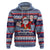 Fiji Christmas Hoodie Fijian Santa and Coat of Arms Mix Tapa Pattern Striped Style LT03 Pullover Hoodie Blue - Polynesian Pride