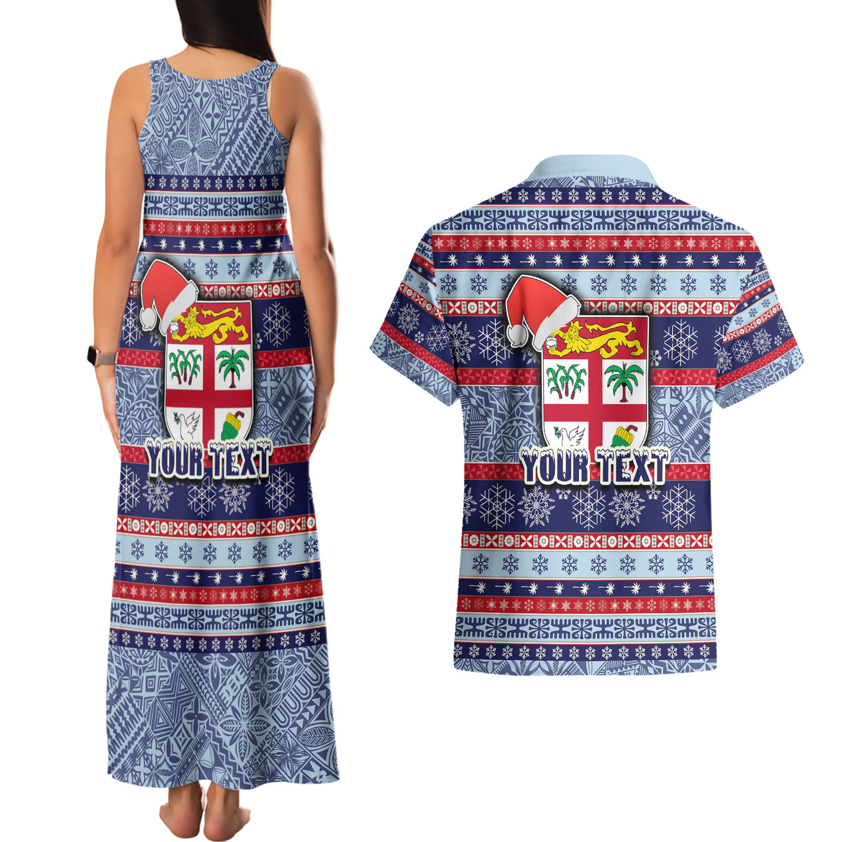 custom-fiji-christmas-couples-matching-tank-maxi-dress-and-hawaiian-shirt-fijian-santa-and-coat-of-arms-mix-tapa-pattern-striped-style