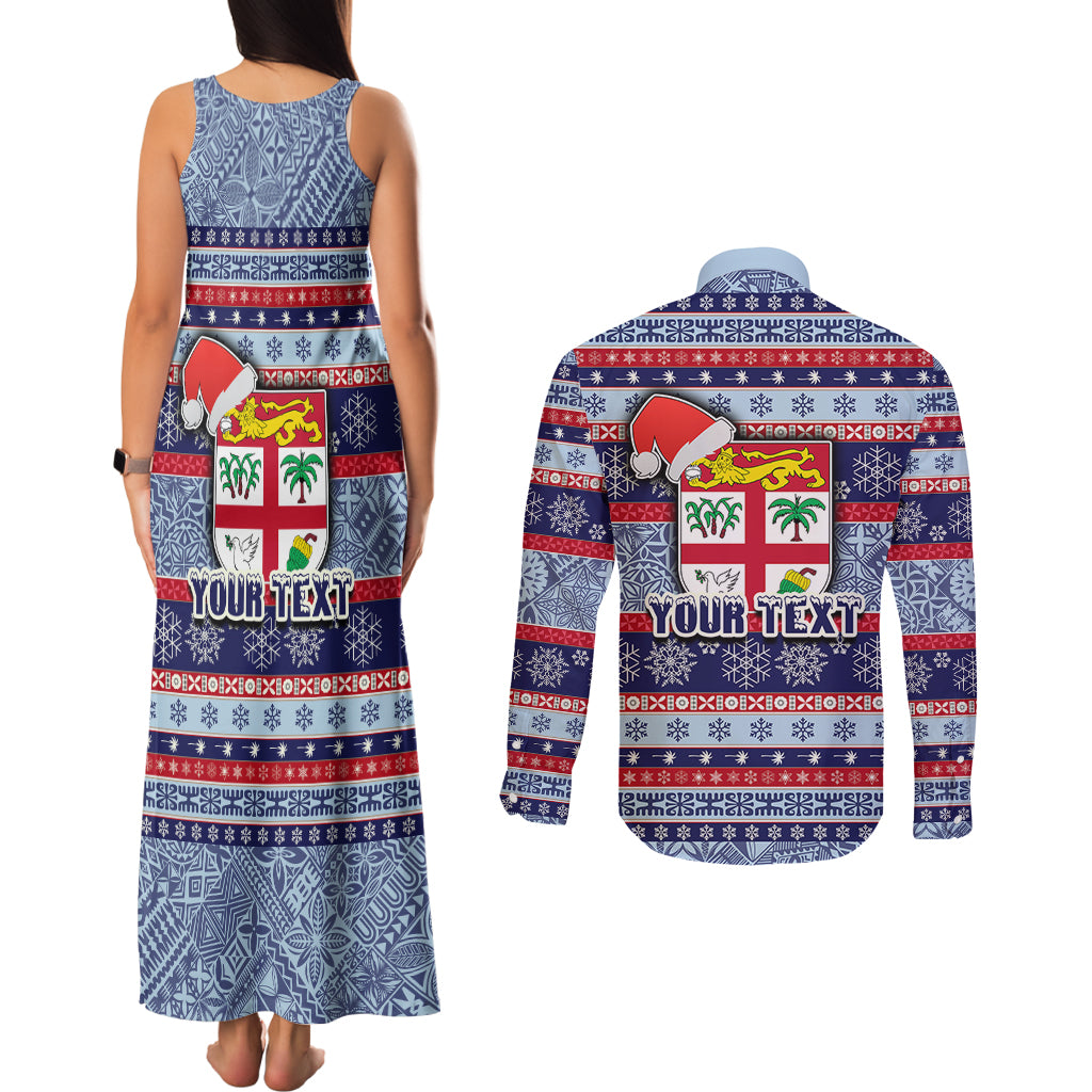 custom-fiji-christmas-couples-matching-tank-maxi-dress-and-long-sleeve-button-shirts-fijian-santa-and-coat-of-arms-mix-tapa-pattern-striped-style