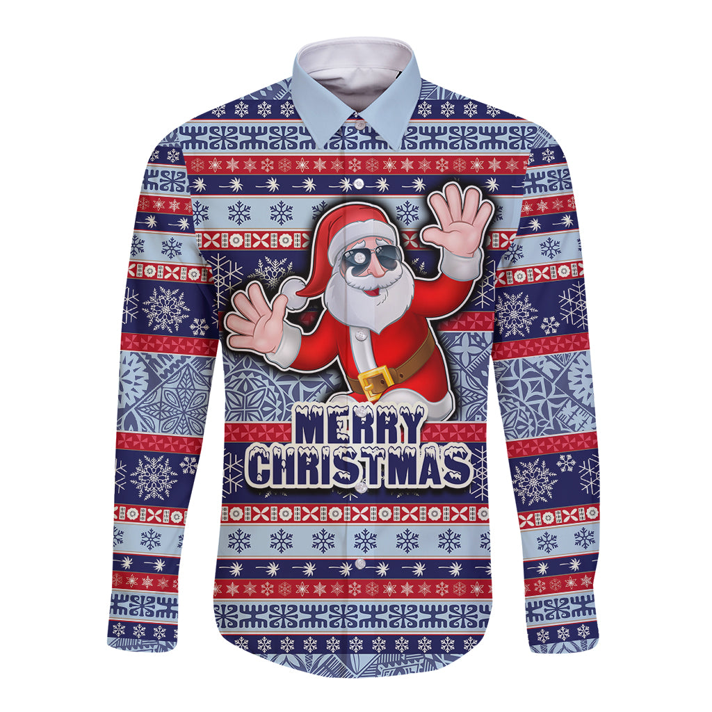 custom-fiji-christmas-long-sleeve-button-shirt-fijian-santa-and-coat-of-arms-mix-tapa-pattern-striped-style