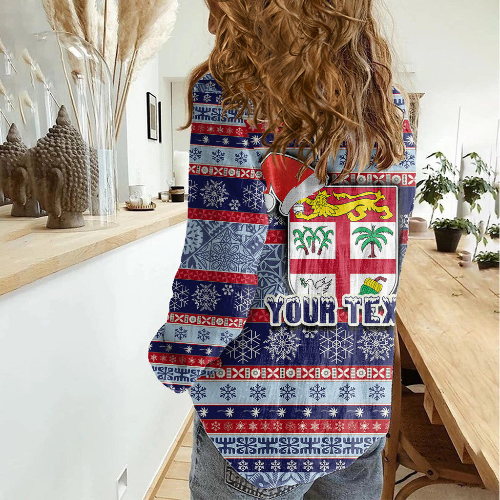 custom-fiji-christmas-women-casual-shirt-fijian-santa-and-coat-of-arms-mix-tapa-pattern-striped-style