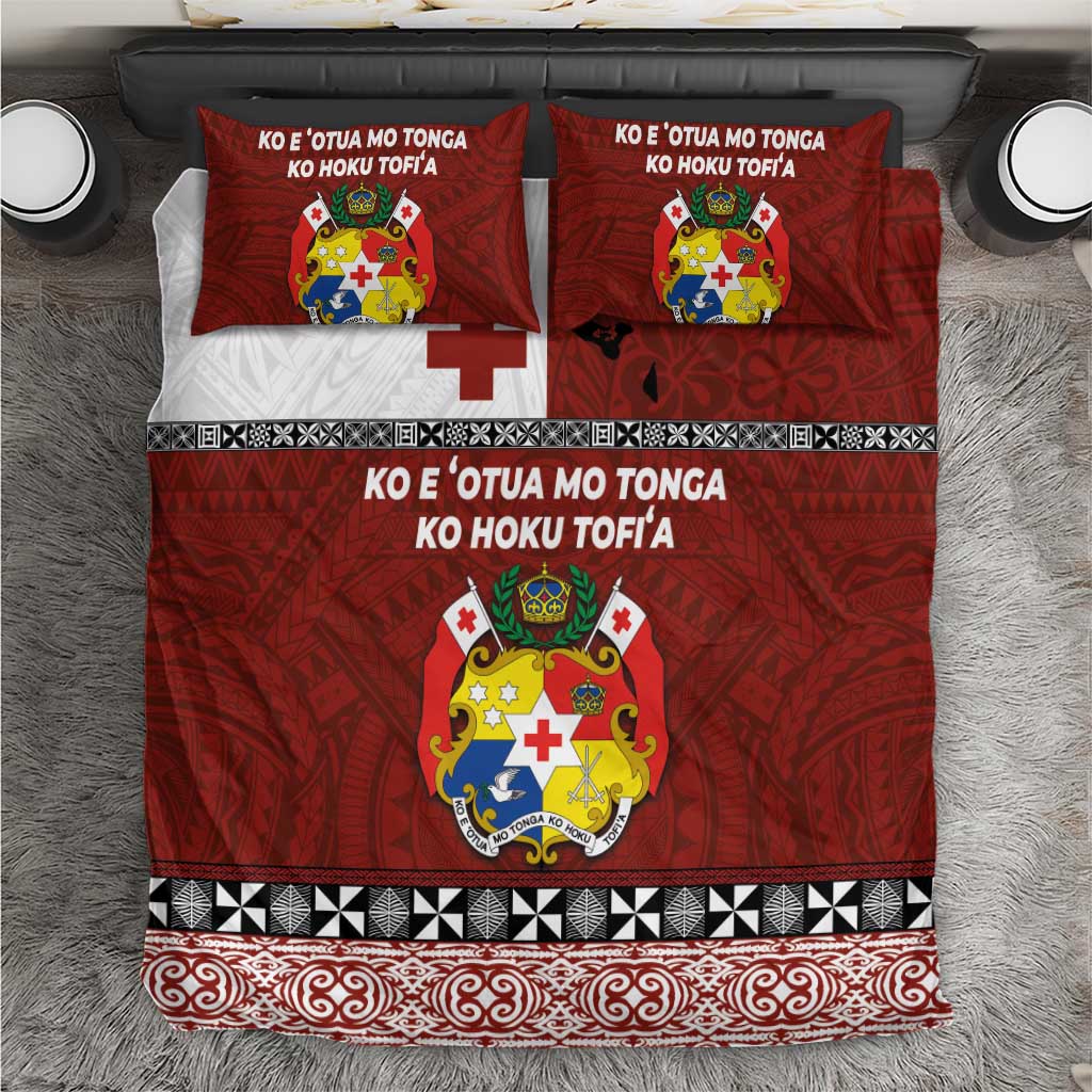 Tongan Culture Bedding Set Ngatu Art Tattoo and Emblem of Tonga LT03 Red - Polynesian Pride