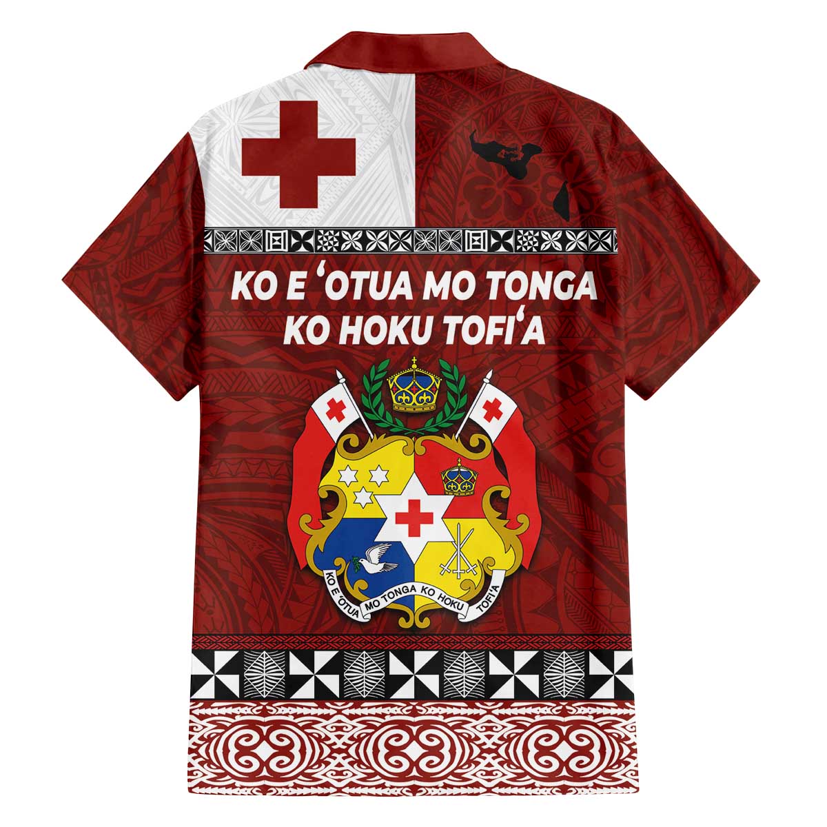 Tongan Culture Family Matching Off The Shoulder Long Sleeve Dress and Hawaiian Shirt Ngatu Art Tattoo and Emblem of Tonga LT03 - Polynesian Pride