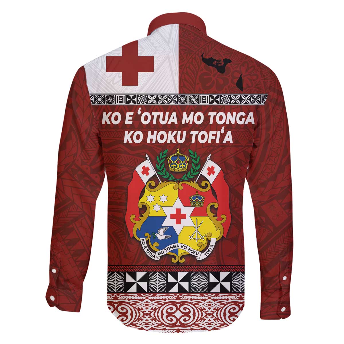 Tongan Culture Family Matching Off The Shoulder Long Sleeve Dress and Hawaiian Shirt Ngatu Art Tattoo and Emblem of Tonga LT03 - Polynesian Pride