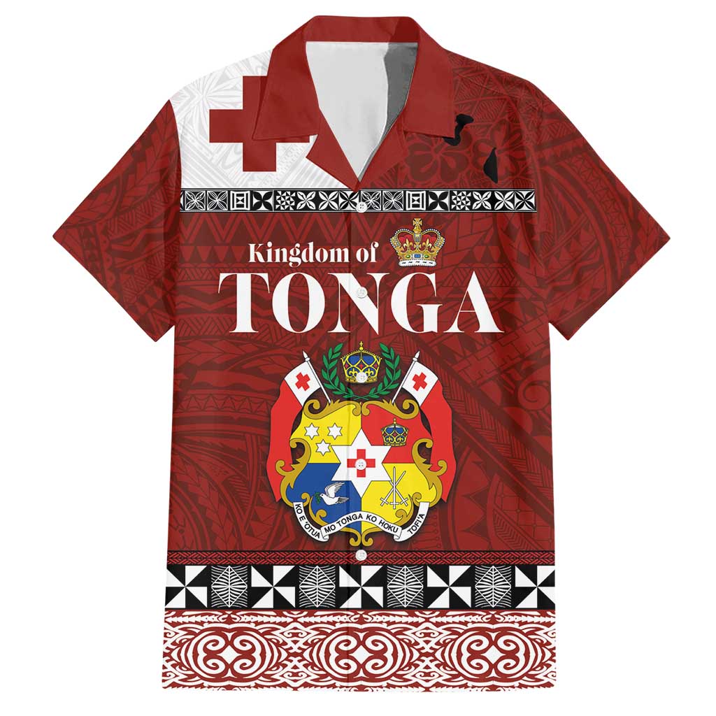 Tongan Culture Family Matching Short Sleeve Bodycon Dress and Hawaiian Shirt Ngatu Art Tattoo and Emblem of Tonga LT03 Dad's Shirt - Short Sleeve Red - Polynesian Pride