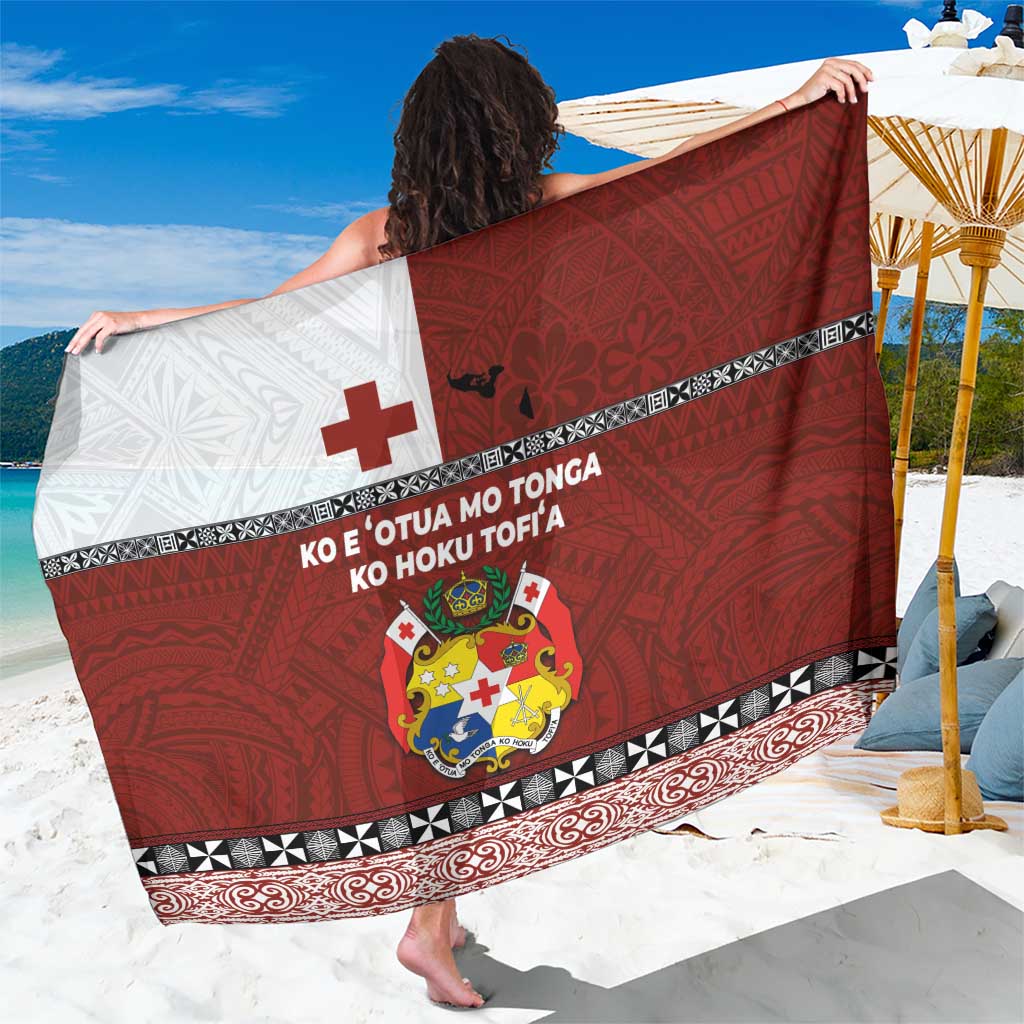 Tongan Culture Sarong Ngatu Art Tattoo and Emblem of Tonga LT03 One Size 44 x 66 inches Red - Polynesian Pride