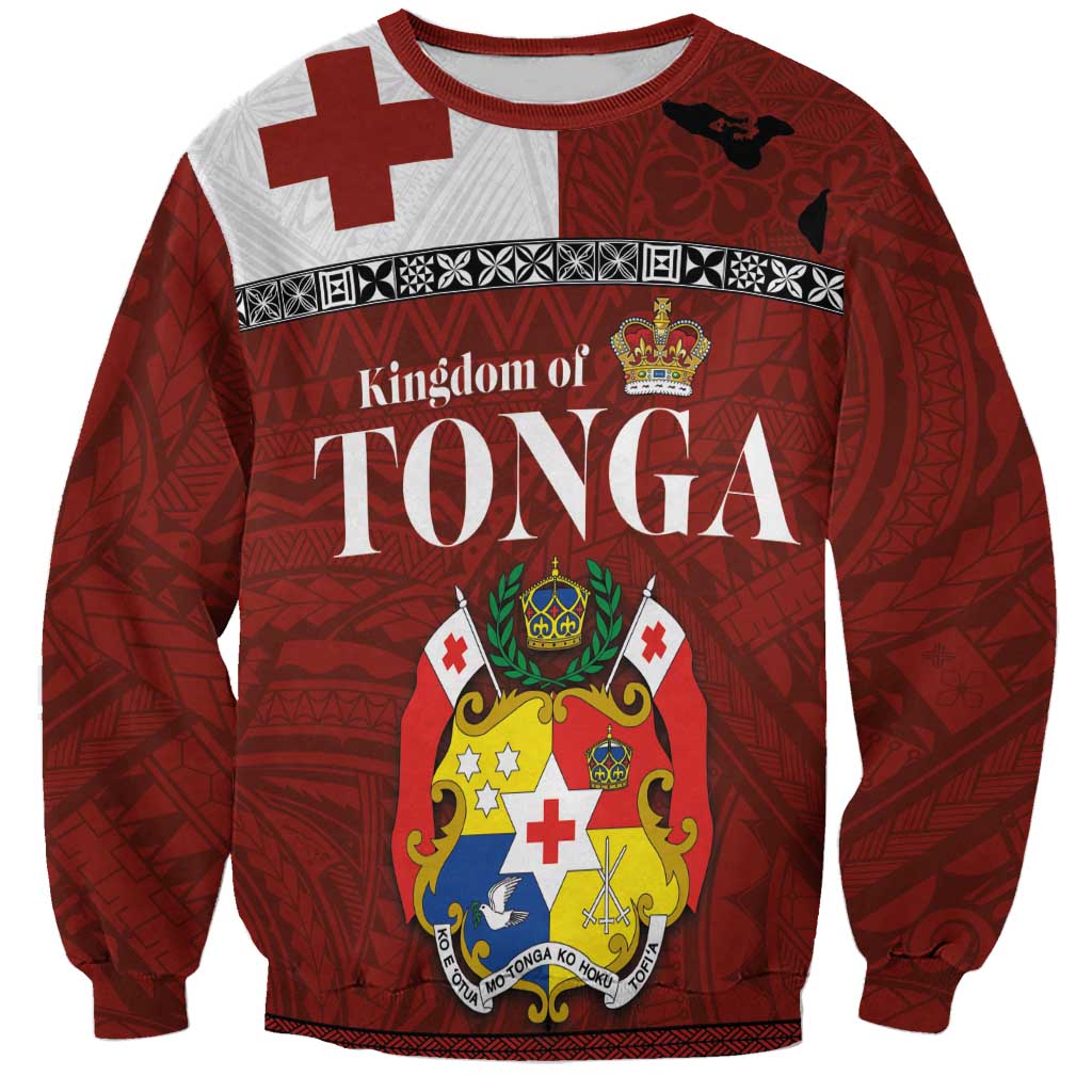 Tongan Culture Sweatshirt Ngatu Art Tattoo and Emblem of Tonga LT03 Unisex Red - Polynesian Pride