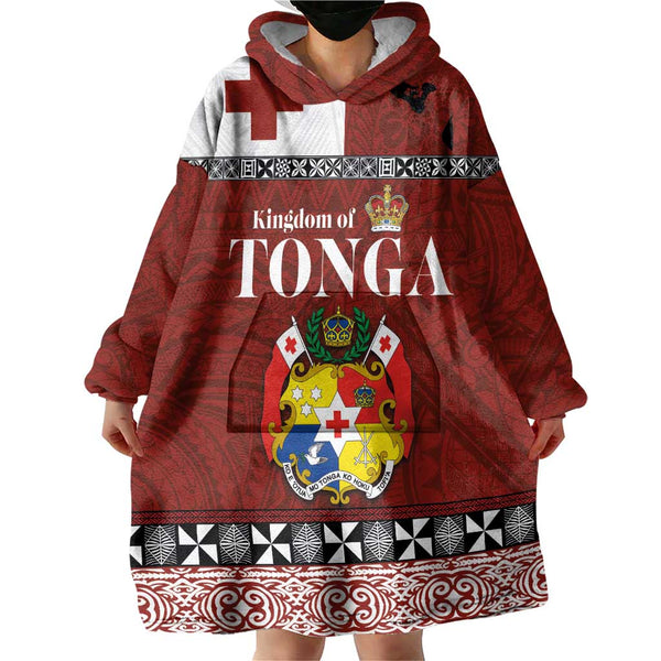 Personalised Tonga Queen Salote College Wearable Blanket Hoodie Tongan Ngatu Pattern LT14 main image 1