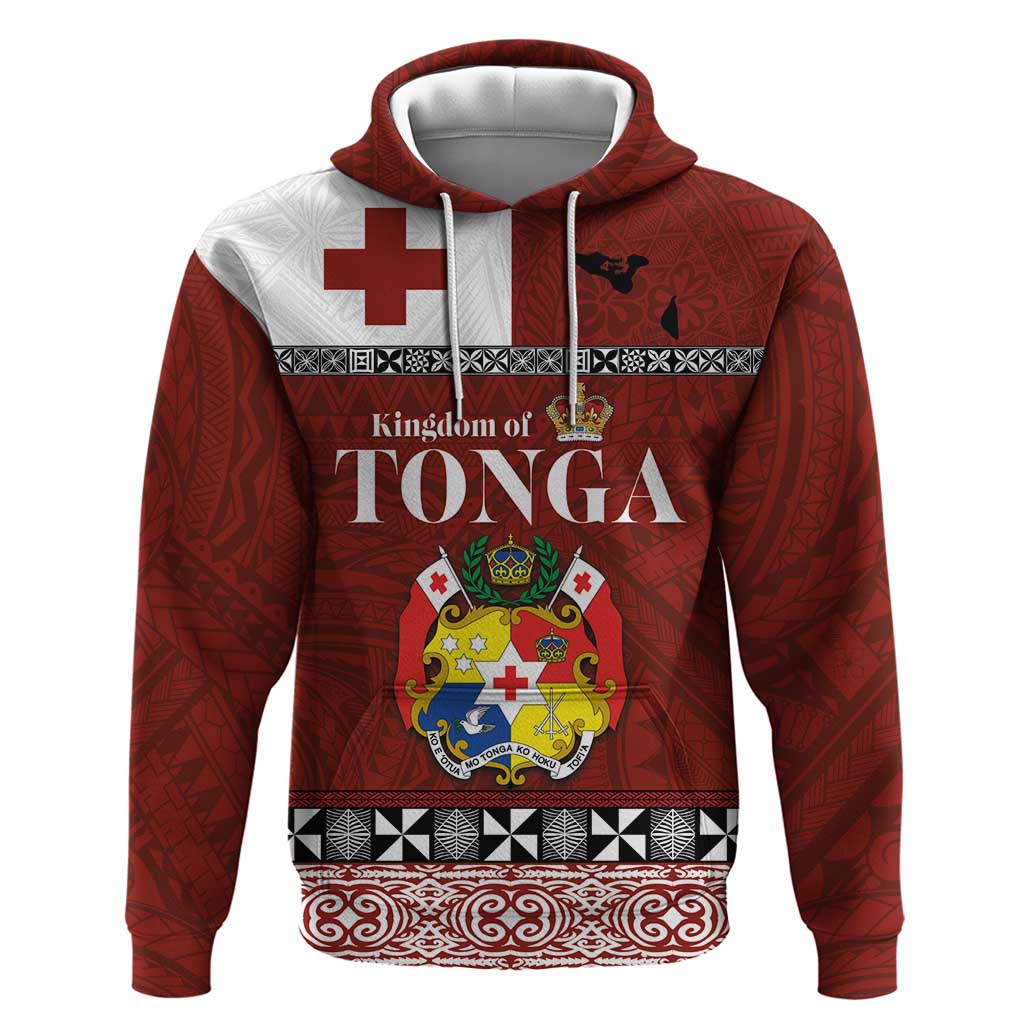 Tongan Culture Zip Hoodie Ngatu Art Tattoo and Emblem of Tonga LT03 Pullover Hoodie Red - Polynesian Pride
