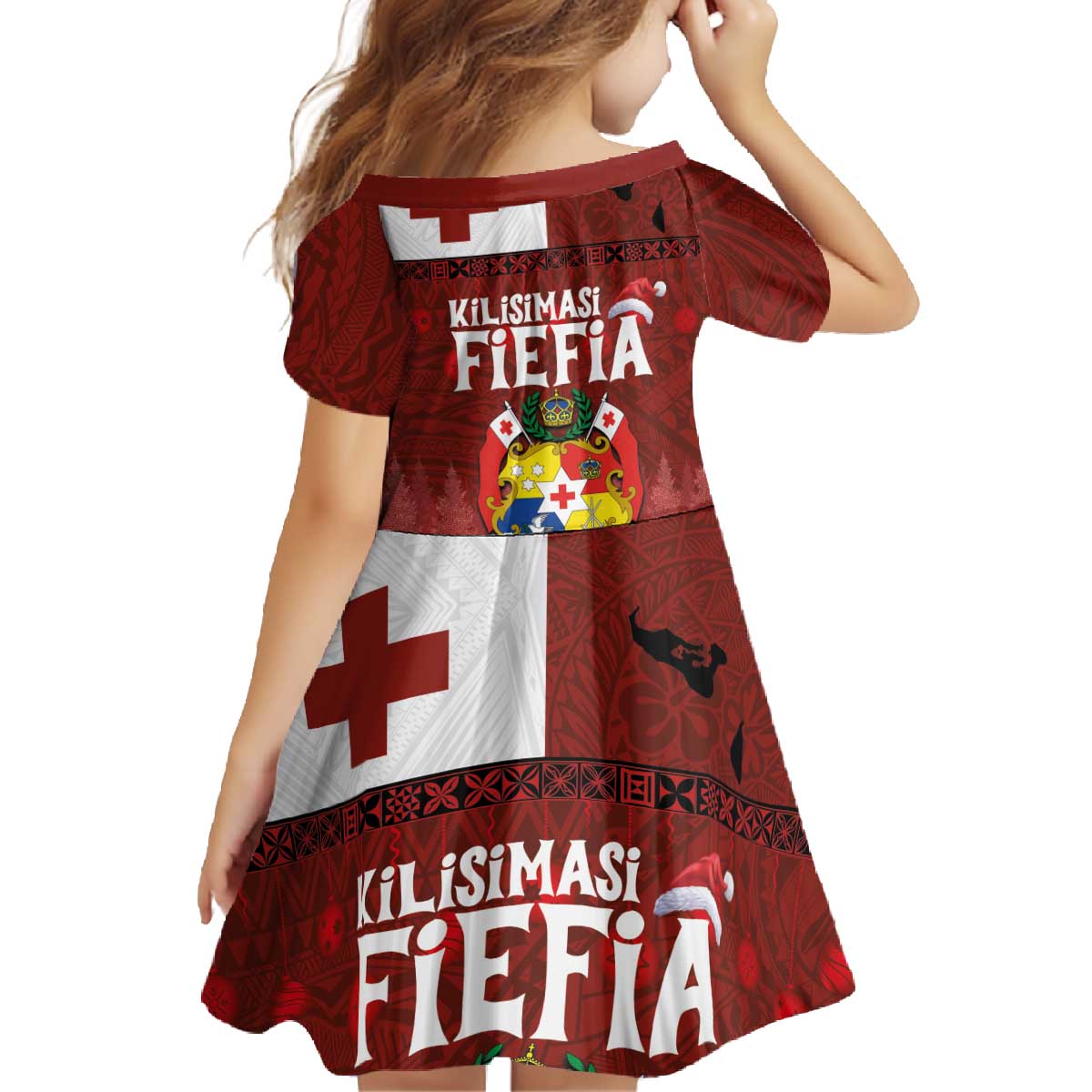 Tongan Christmas Family Matching Off The Shoulder Long Sleeve Dress and Hawaiian Shirt Kilisimasi Fiefia with Ngatu Art Tattoo LT03 - Polynesian Pride