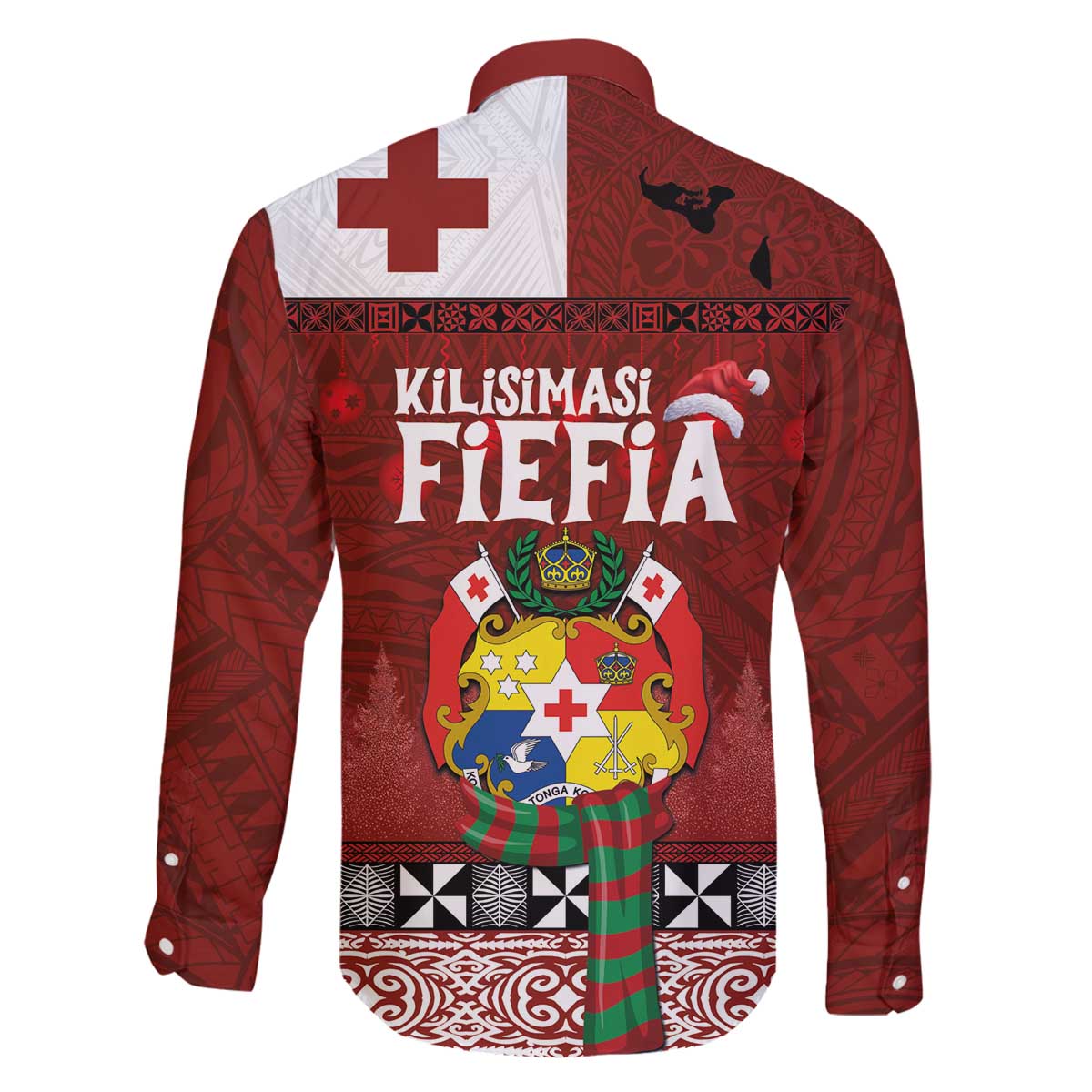 Tongan Christmas Family Matching Off The Shoulder Long Sleeve Dress and Hawaiian Shirt Kilisimasi Fiefia with Ngatu Art Tattoo LT03 - Polynesian Pride