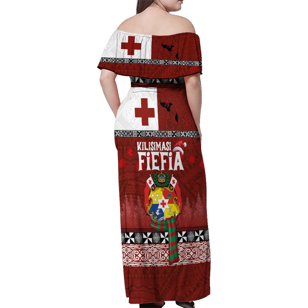 Tongan Christmas Family Matching Off Shoulder Maxi Dress and Hawaiian Shirt Kilisimasi Fiefia with Ngatu Art Tattoo