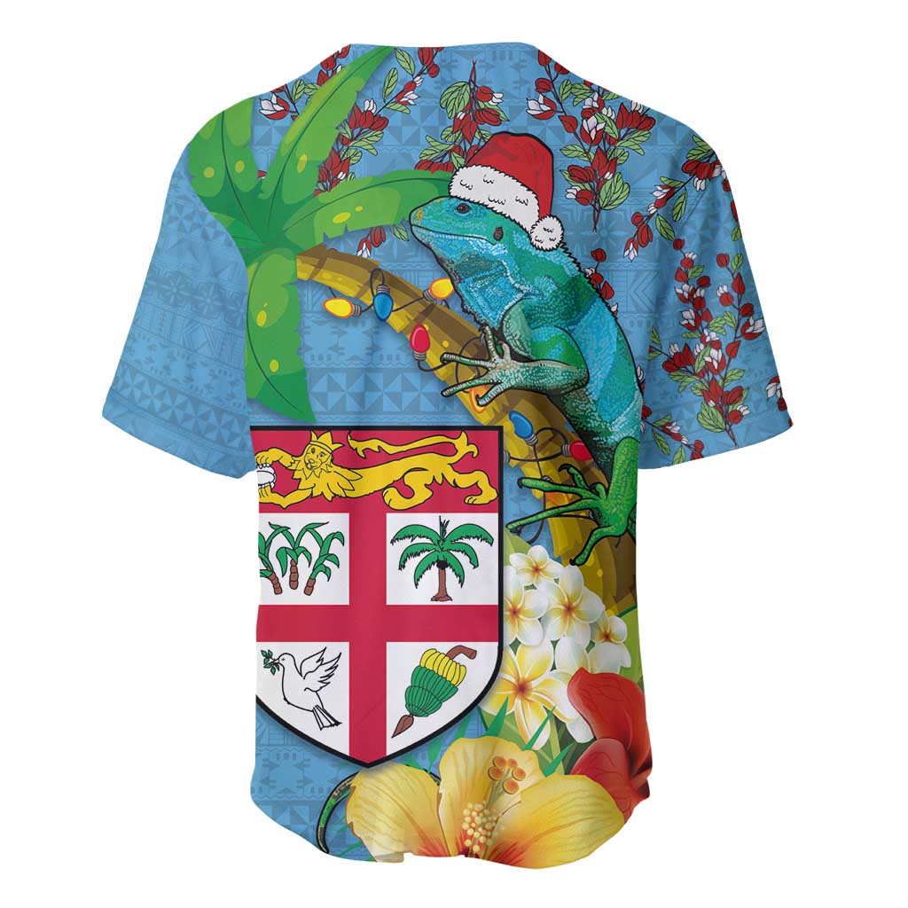 Fijians Iguana Tagimoucia Christmas Baseball Jersey Christmas Palm Tree and Hibiscus LT03 - Polynesian Pride