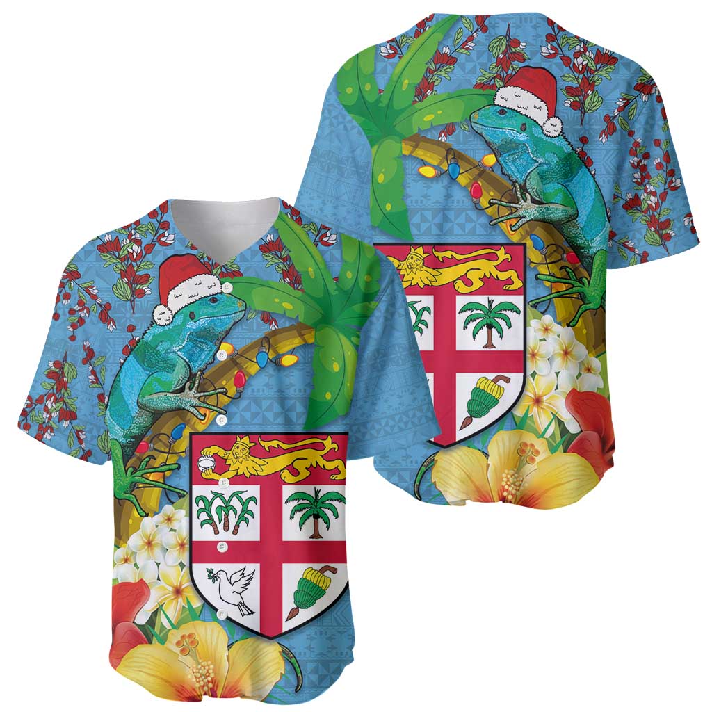 Fijians Iguana Tagimoucia Christmas Baseball Jersey Christmas Palm Tree and Hibiscus LT03 - Polynesian Pride