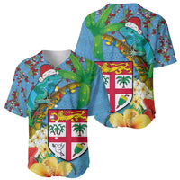 Fijians Iguana Tagimoucia Christmas Baseball Jersey Christmas Palm Tree and Hibiscus LT03 - Polynesian Pride
