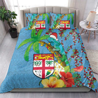 Fijians Iguana Tagimoucia Christmas Bedding Set Christmas Palm Tree and Hibiscus