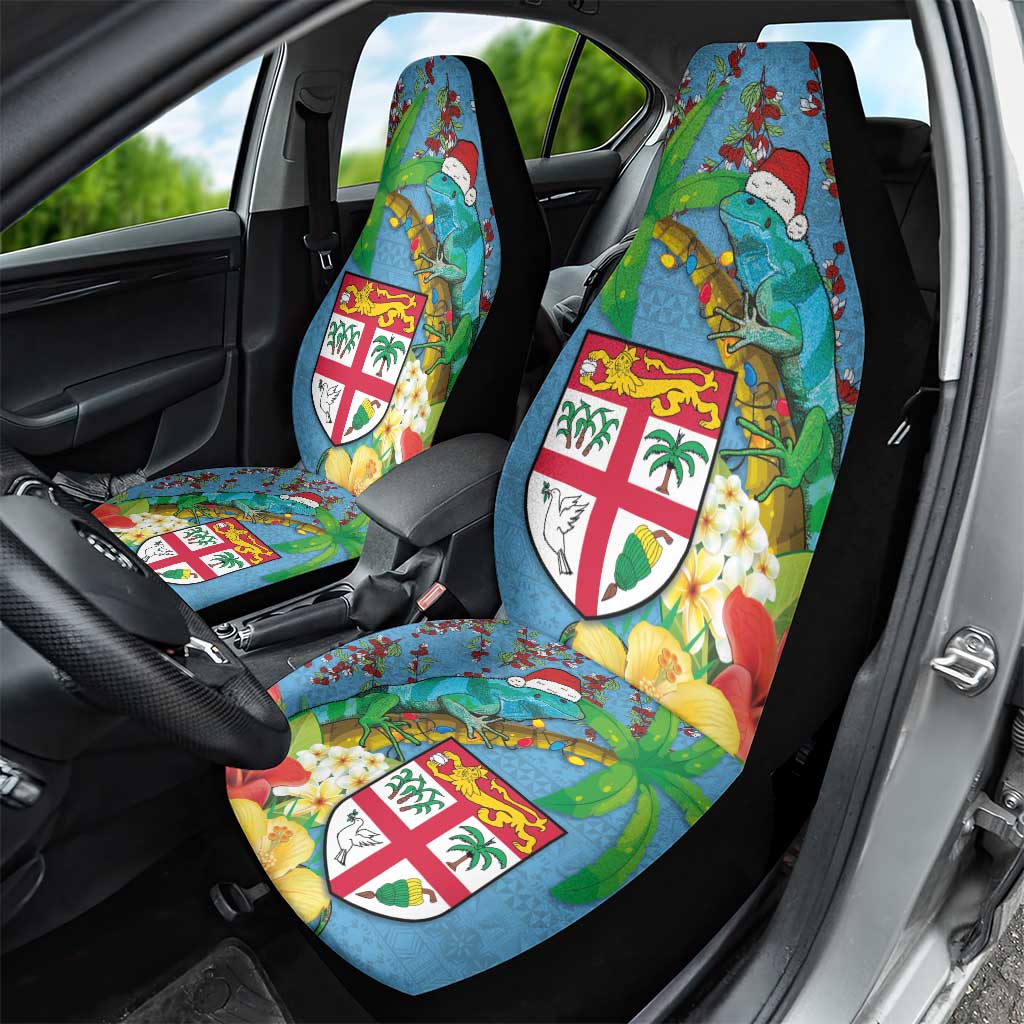Fijians Iguana Tagimoucia Christmas Car Seat Cover Christmas Palm Tree and Hibiscus