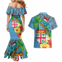 Fijians Iguana Tagimoucia Christmas Couples Matching Mermaid Dress and Hawaiian Shirt Christmas Palm Tree and Hibiscus