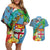 Fijians Iguana Tagimoucia Christmas Couples Matching Off Shoulder Short Dress and Hawaiian Shirt Christmas Palm Tree and Hibiscus