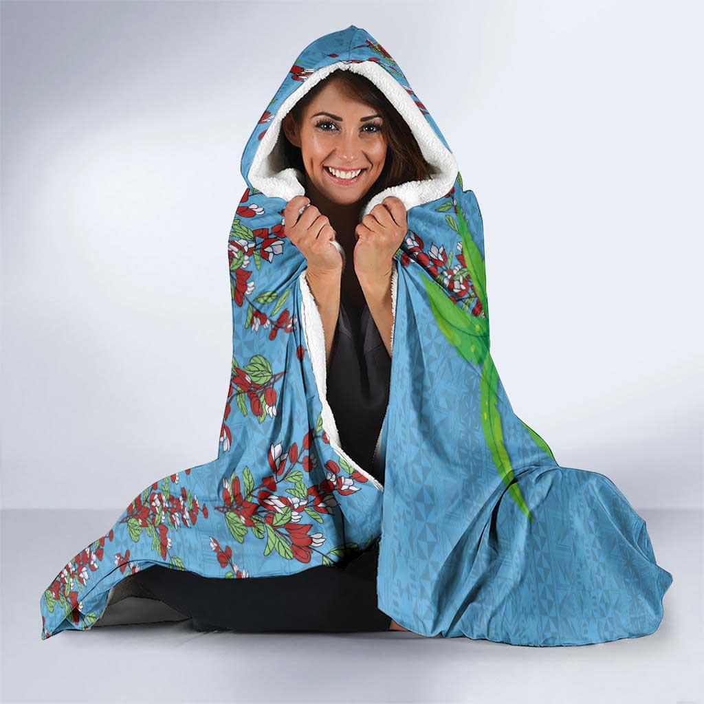 Fijians Iguana Tagimoucia Christmas Hooded Blanket Christmas Palm Tree and Hibiscus