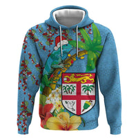 Fijians Iguana Tagimoucia Christmas Hoodie Christmas Palm Tree and Hibiscus LT03 Pullover Hoodie Blue - Polynesian Pride