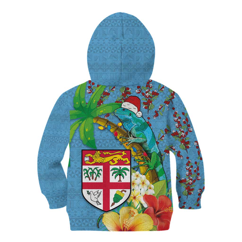 Fijians Iguana Tagimoucia Christmas Kid Hoodie Christmas Palm Tree and Hibiscus