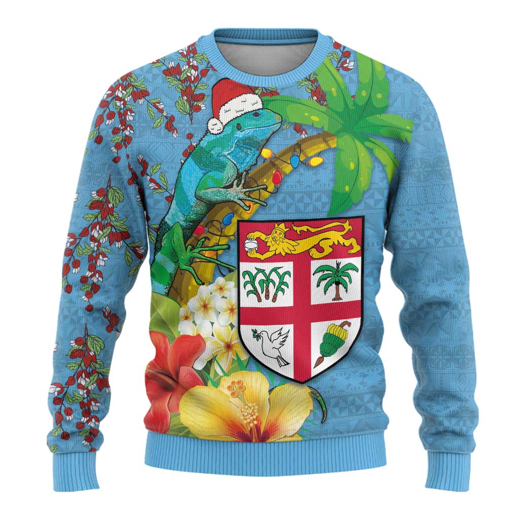Fijians Iguana Tagimoucia Christmas Ugly Christmas Sweater Christmas Palm Tree and Hibiscus LT03 - Polynesian Pride
