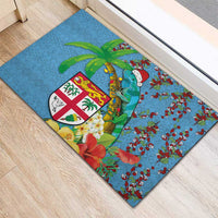 Fijians Iguana Tagimoucia Christmas Rubber Doormat Christmas Palm Tree and Hibiscus LT03 - Polynesian Pride