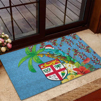 Fijians Iguana Tagimoucia Christmas Rubber Doormat Christmas Palm Tree and Hibiscus LT03 - Polynesian Pride