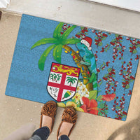 Fijians Iguana Tagimoucia Christmas Rubber Doormat Christmas Palm Tree and Hibiscus LT03 - Polynesian Pride
