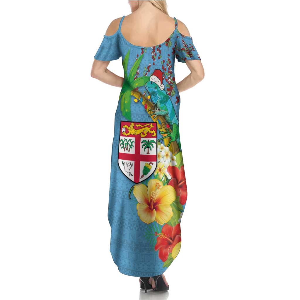 Fijians Iguana Tagimoucia Christmas Summer Maxi Dress Christmas Palm Tree and Hibiscus LT03 - Polynesian Pride