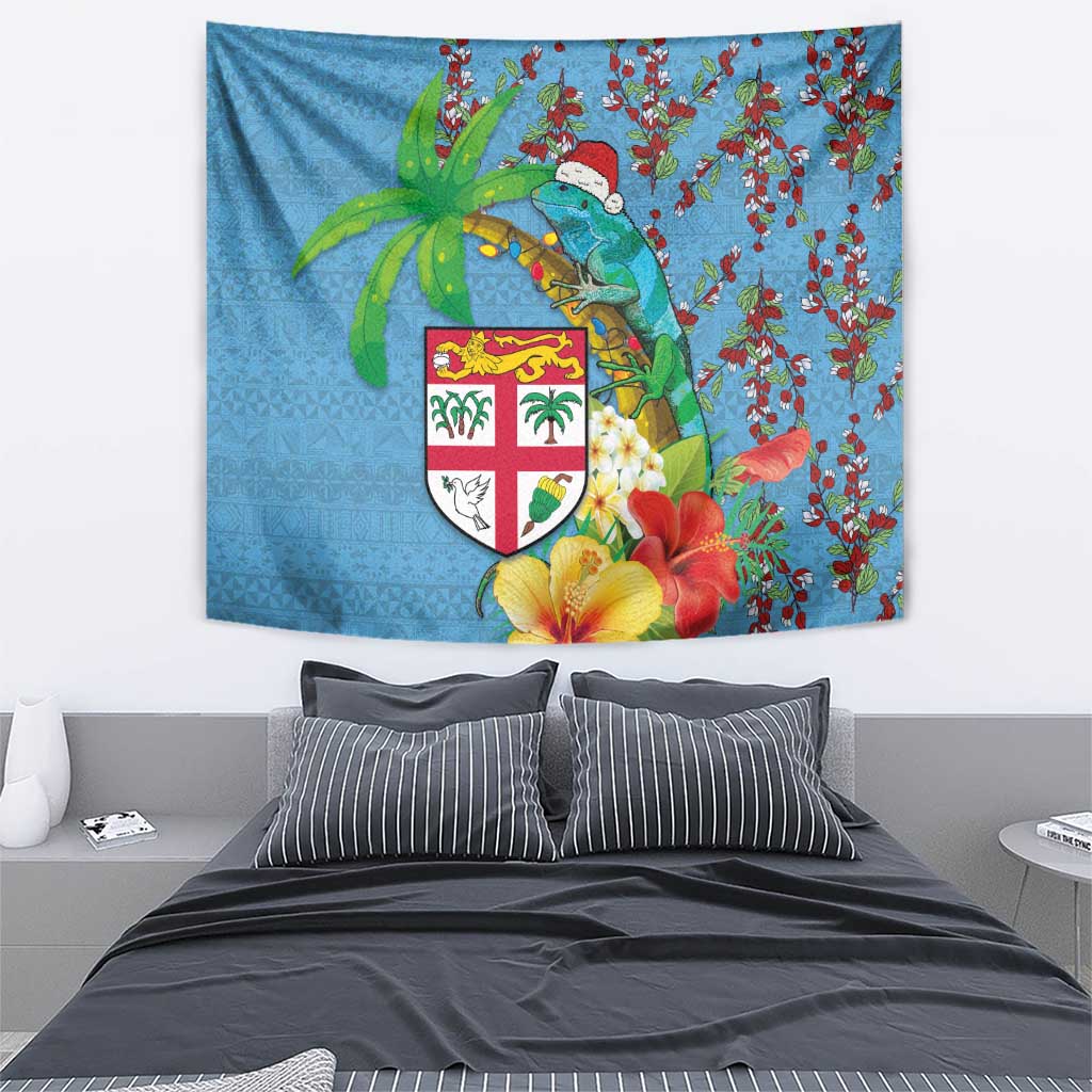 Fijians Iguana Tagimoucia Christmas Tapestry Christmas Palm Tree and Hibiscus