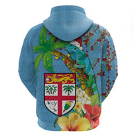 Fijians Iguana Tagimoucia Christmas Zip Hoodie Christmas Palm Tree and Hibiscus LT03 - Polynesian Pride