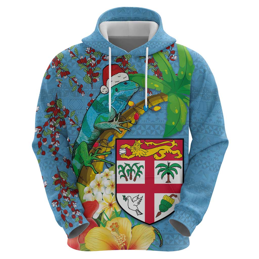 Fijians Iguana Tagimoucia Christmas Zip Hoodie Christmas Palm Tree and Hibiscus LT03 - Polynesian Pride