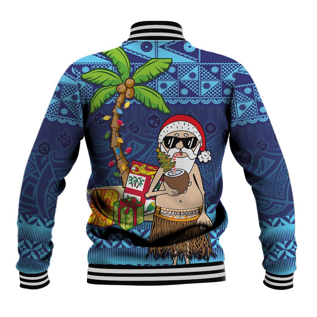 The Funny Santa Wears Sulu Christmas Baseball Jacket Fijian Christmas Palm Tree With Masi Art Tattoo