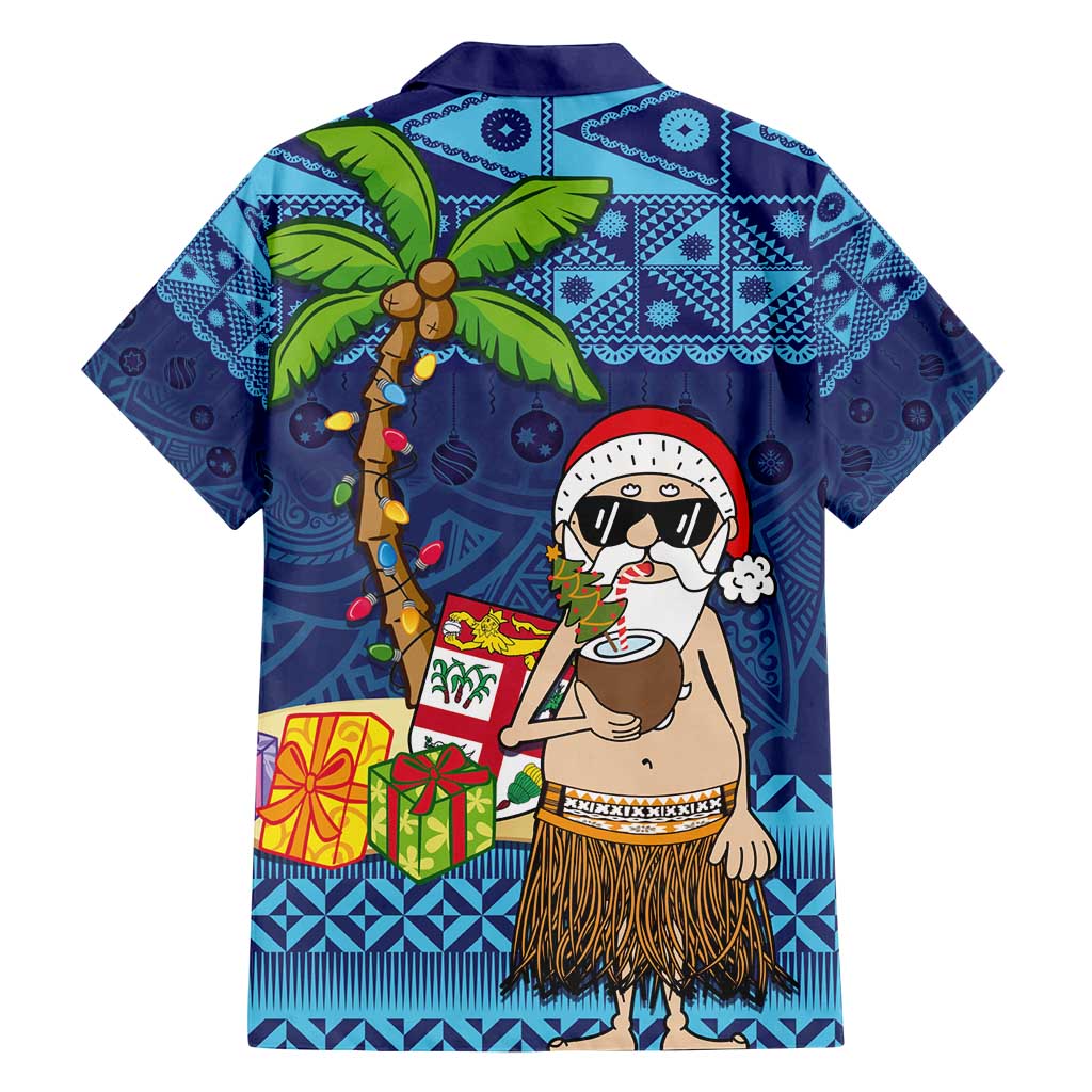 The Funny Santa Wears Sulu Christmas Family Matching Tank Maxi Dress and Hawaiian Shirt Fijian Christmas Palm Tree With Masi Art Tattoo LT03 - Polynesian Pride