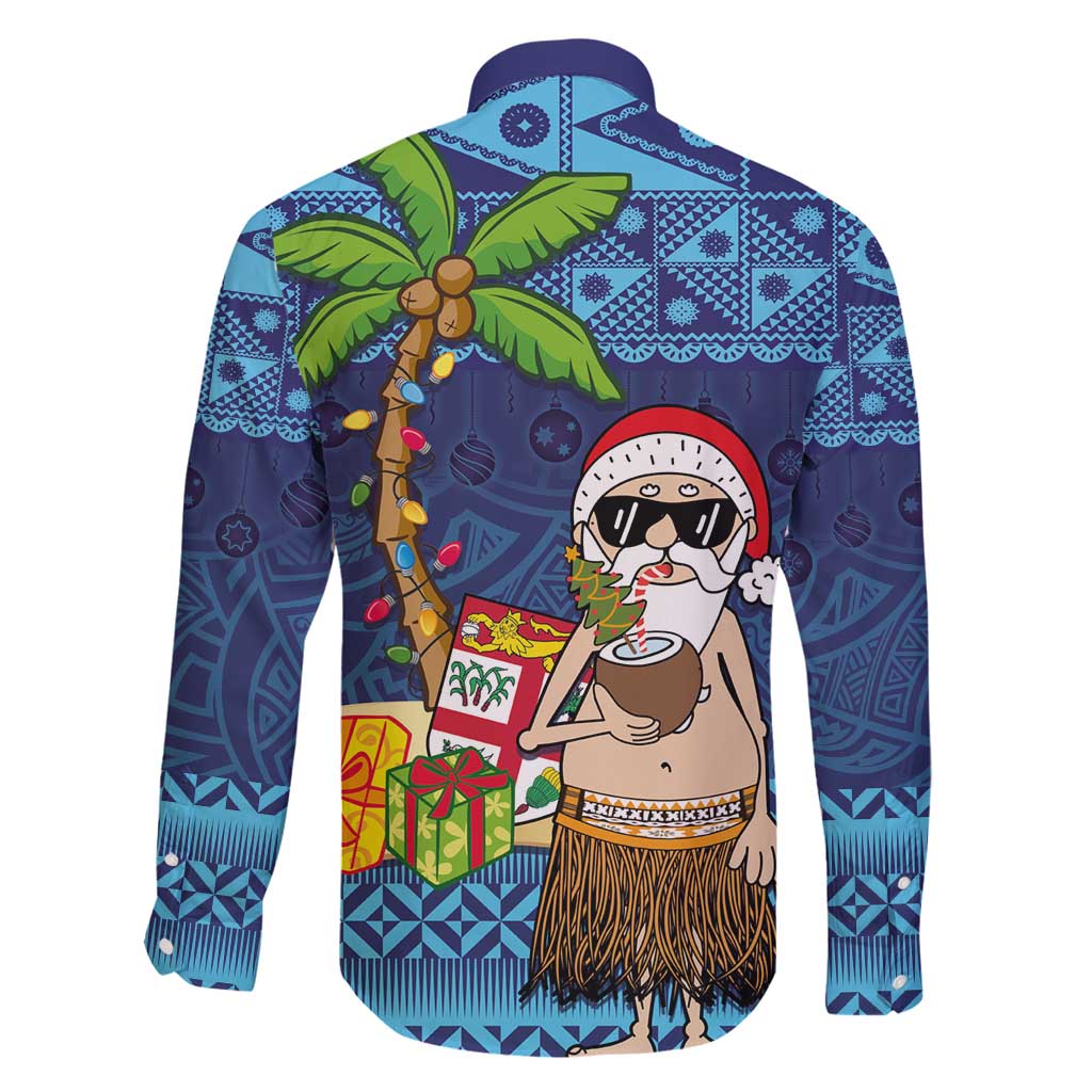 The Funny Santa Wears Sulu Christmas Family Matching Tank Maxi Dress and Hawaiian Shirt Fijian Christmas Palm Tree With Masi Art Tattoo LT03 - Polynesian Pride