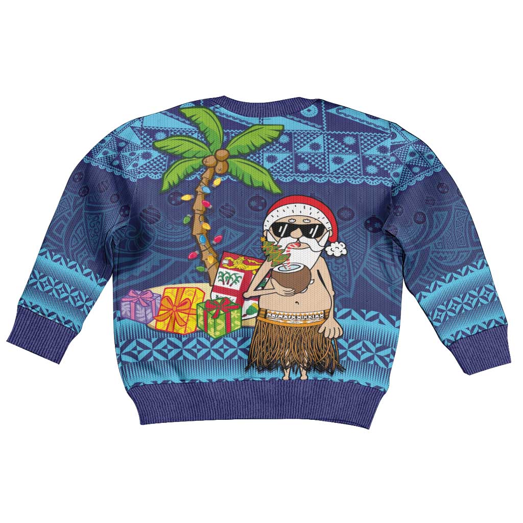 The Funny Santa Wears Sulu Christmas Kid Ugly Christmas Sweater Fijian Christmas Palm Tree With Masi Art Tattoo