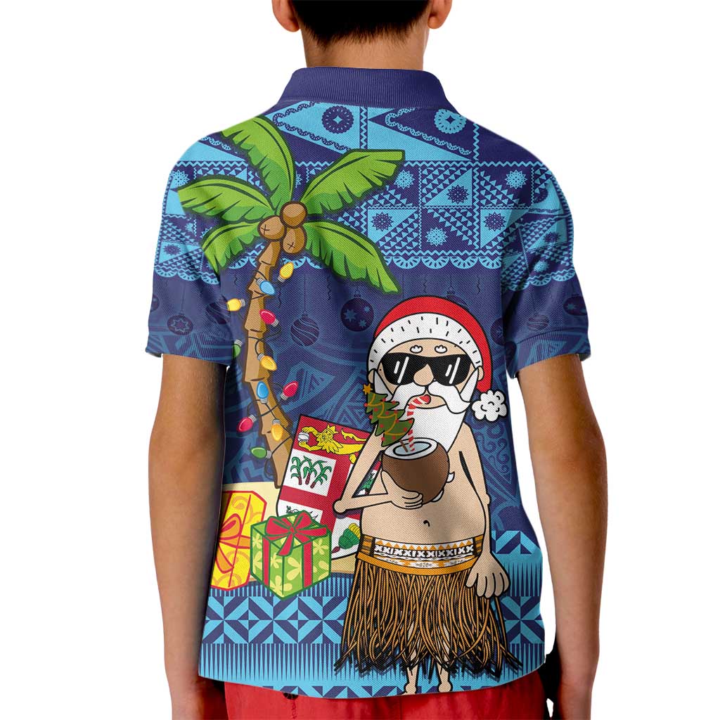 The Funny Santa Wears Sulu Christmas Kid Polo Shirt Fijian Christmas Palm Tree With Masi Art Tattoo