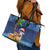 The Funny Santa Wears Sulu Christmas Leather Tote Bag Fijian Christmas Palm Tree With Masi Art Tattoo