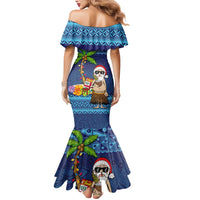 The Funny Santa Wears Sulu Christmas Mermaid Dress Fijian Christmas Palm Tree With Masi Art Tattoo LT03 - Polynesian Pride