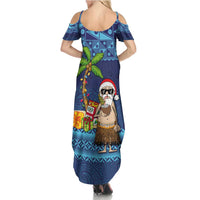The Funny Santa Wears Sulu Christmas Summer Maxi Dress Fijian Christmas Palm Tree With Masi Art Tattoo LT03 - Polynesian Pride