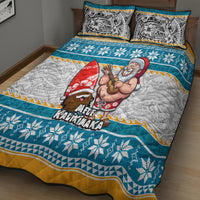 Hawaii Mele Kalikimaka Quilt Bed Set Funny Santa and Coconut Mix Kakau Pattern LT03 - Polynesian Pride