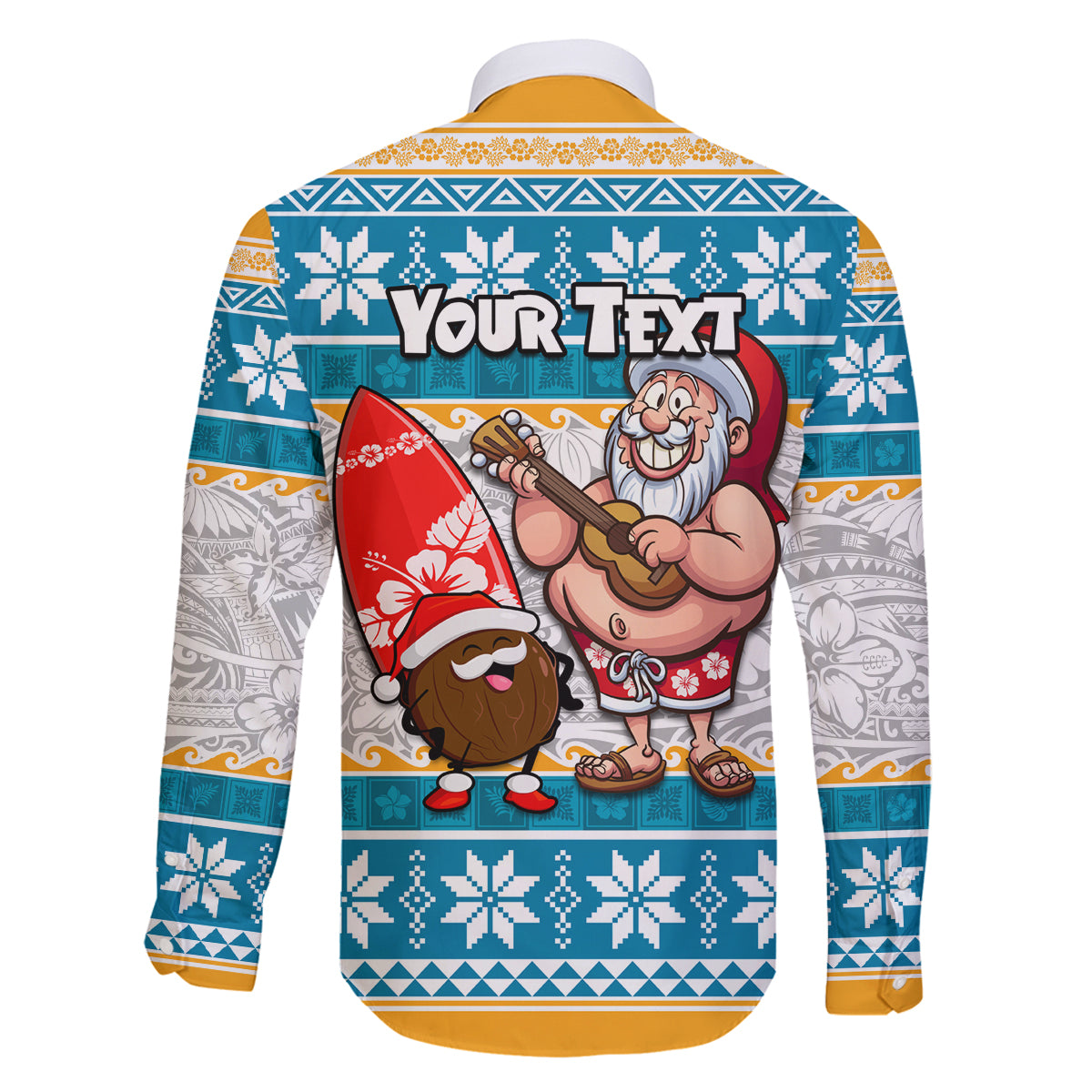 Custom Hawaii Mele Kalikimaka Family Matching Long Sleeve Bodycon Dress and Hawaiian Shirt Funny Santa and Coconut Mix Kakau Pattern LT03 - Polynesian Pride