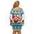 Custom Hawaii Mele Kalikimaka Off Shoulder Short Dress Funny Santa and Coconut Mix Kakau Pattern LT03 - Polynesian Pride