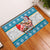 Custom Hawaii Mele Kalikimaka Rubber Doormat Funny Santa and Coconut Mix Kakau Pattern LT03 Blue - Polynesian Pride