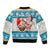 Custom Hawaii Mele Kalikimaka Sleeve Zip Bomber Jacket Funny Santa and Coconut Mix Kakau Pattern LT03 - Polynesian Pride