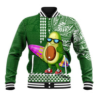 Hawaii Baseball Jacket Aloha Funny Avocado Mix Kakau Hawaiian Tribal LT03 Unisex Green - Polynesian Pride
